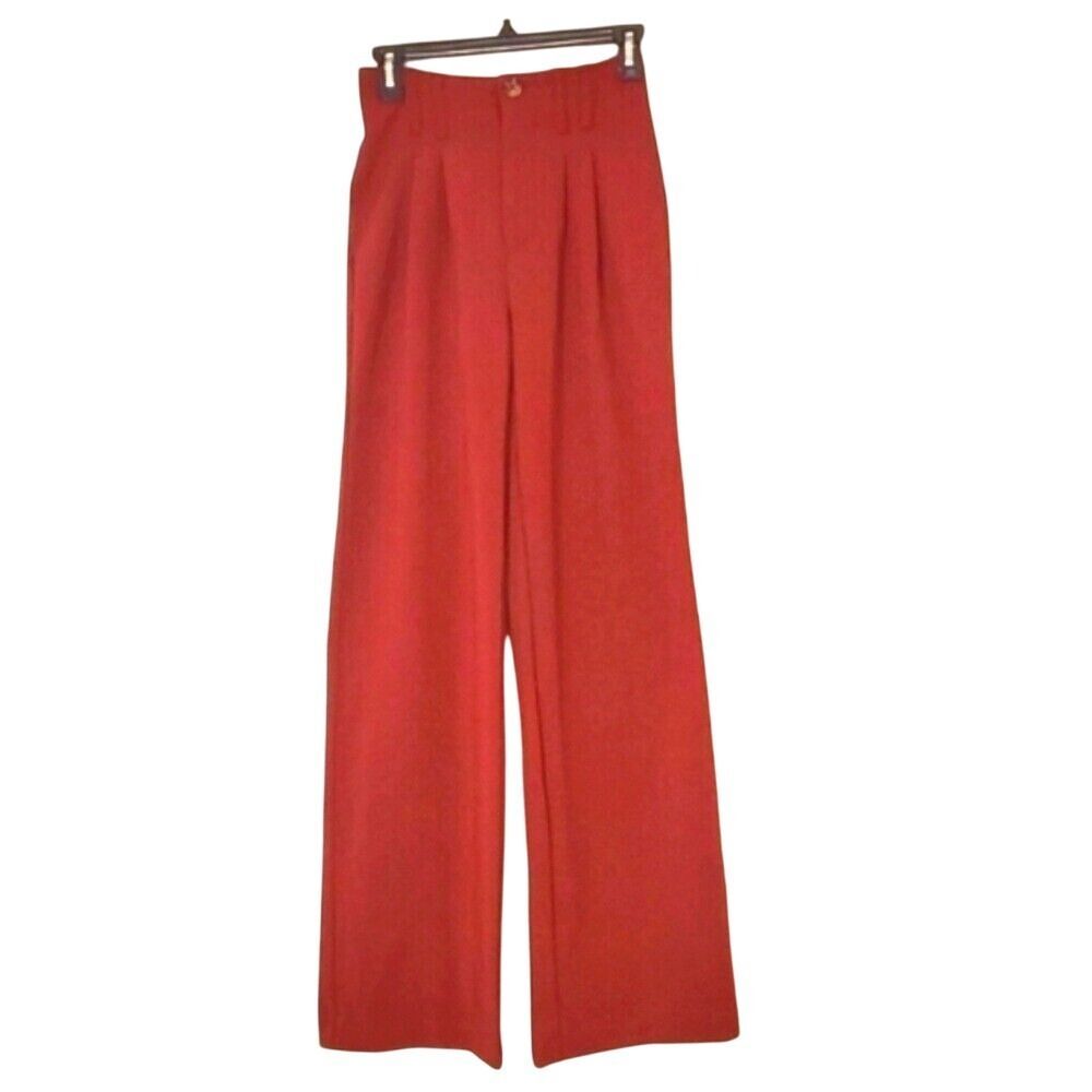 SO Wide Leg Trousers High Waist Pleated Career Casual Red‎ Pants